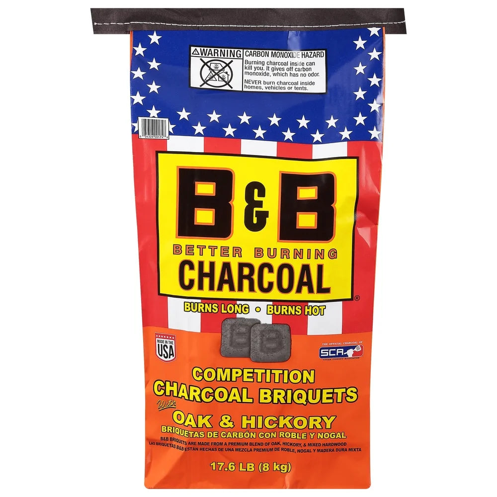 Oak Charcoal Briquets 17.6 Lb Long Burn Smoky Flavor for Grilling No Additives