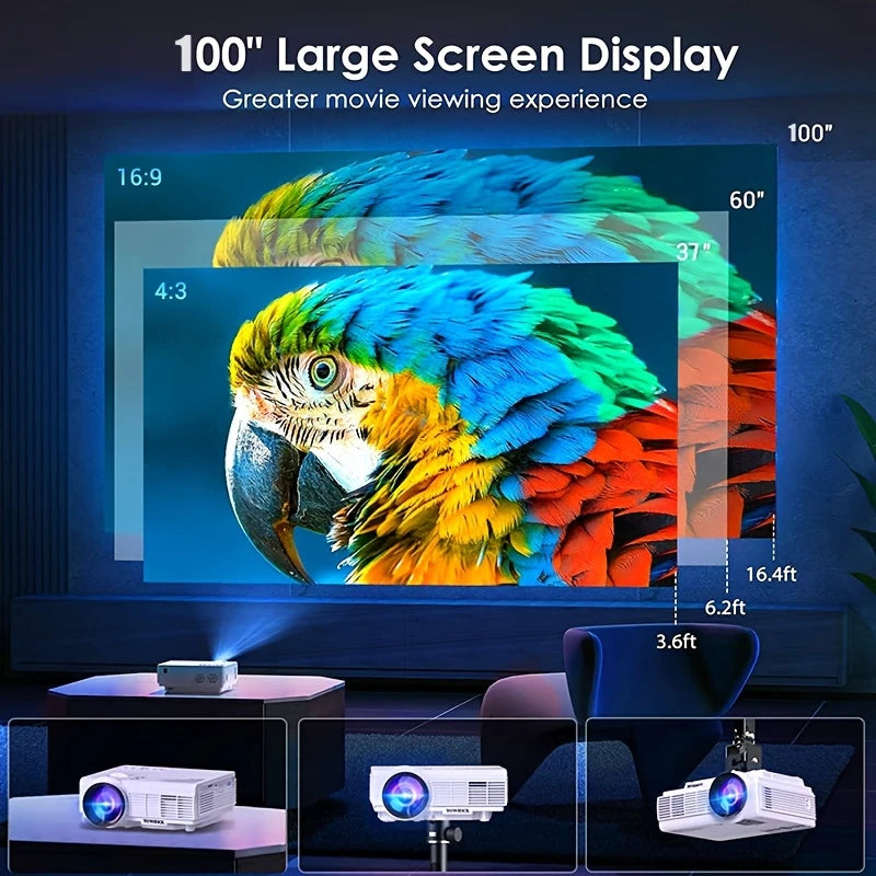 ARASOB Portable LED Projector 1080P Dual WiFi Bluetooth Screen Mirroring