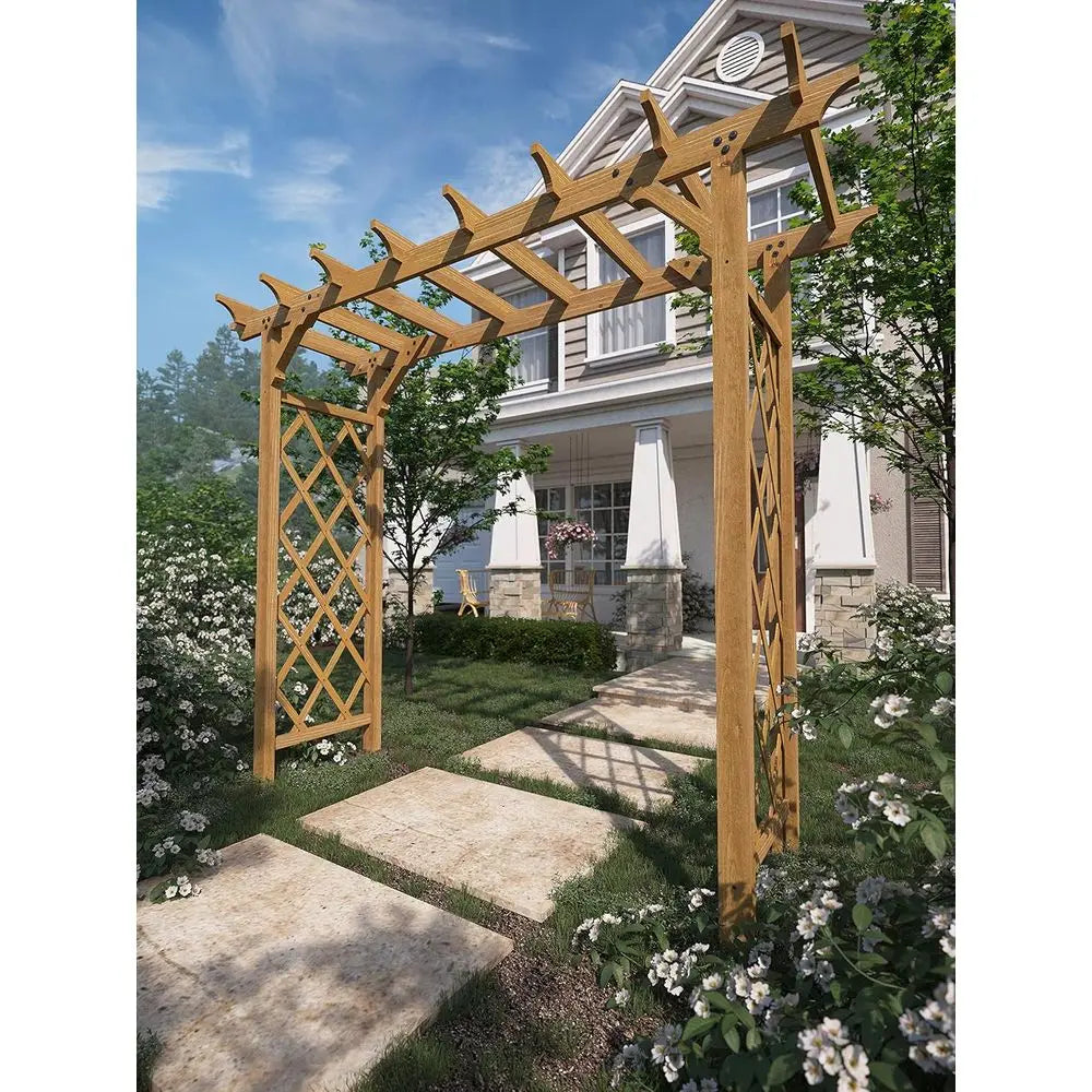 Heartwood Garden Shade Arch Brown Wood Arbor 78 Inch Opening