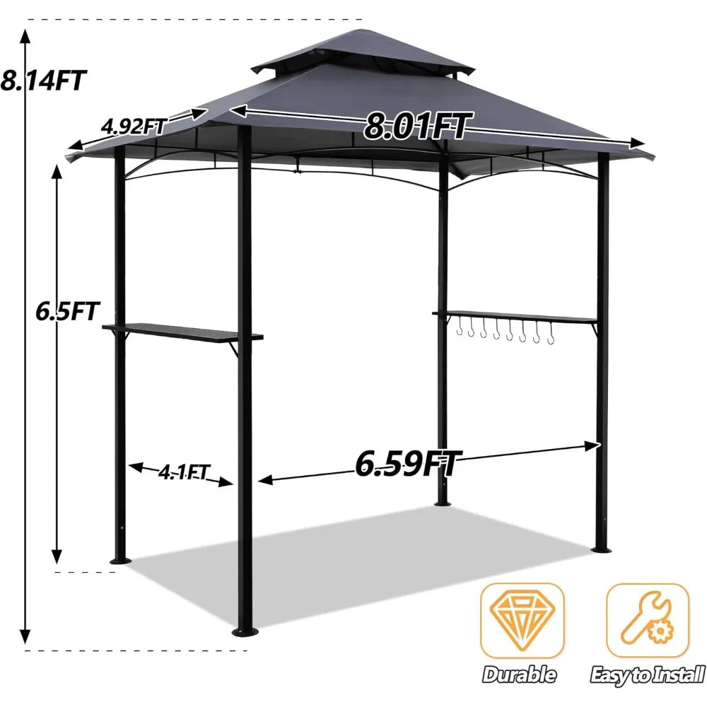 From XMSJ, you can create a stylish outdoor dining zone with this 8x5 grill gazebo canopy that shields your BBQ setup from sun and rain.