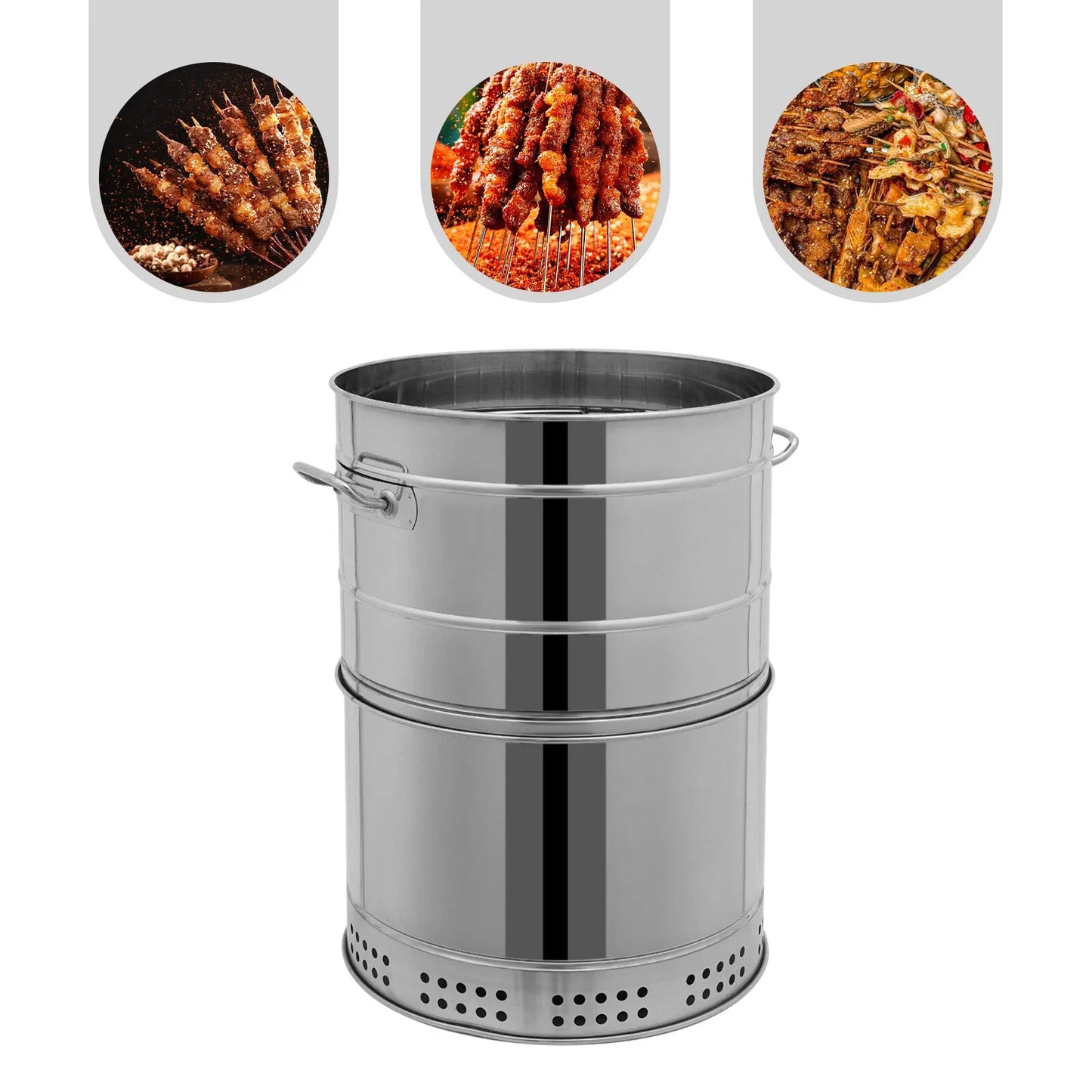 Stainless Steel Barbecue Charcoal Grill With 50 Skewers For Camping