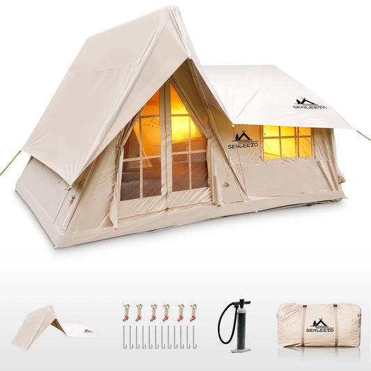 Experience effortless family camping with this spacious inflatable tent that inflates in minutes, resists wind and rain, and keeps you comfortable through hot summers and cold nights alike.