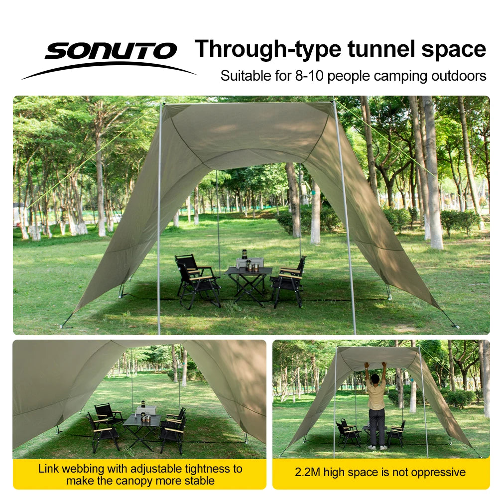 Sonuto Car Awning Tent 210D Waterproof UV Sun Shelter For Outdoor Beach Camping