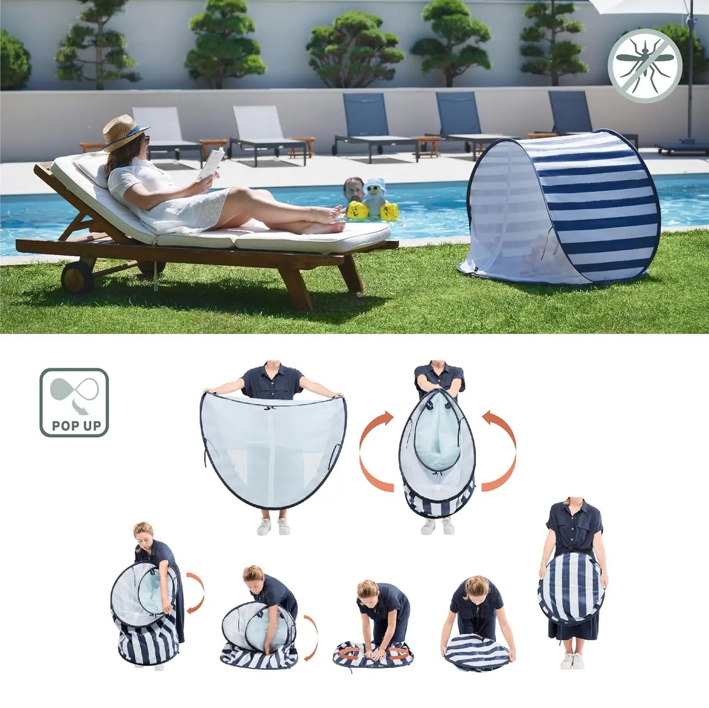 Protect your little one from sun and wind with a portable, easy-up sun protection tent you can take anywhere.