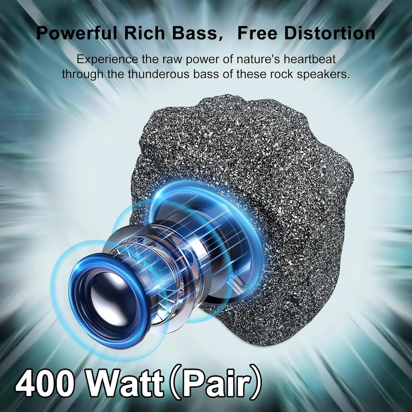 Herdio 8 Inch Bluetooth Rock Speakers Waterproof Stereo System Garden Pool