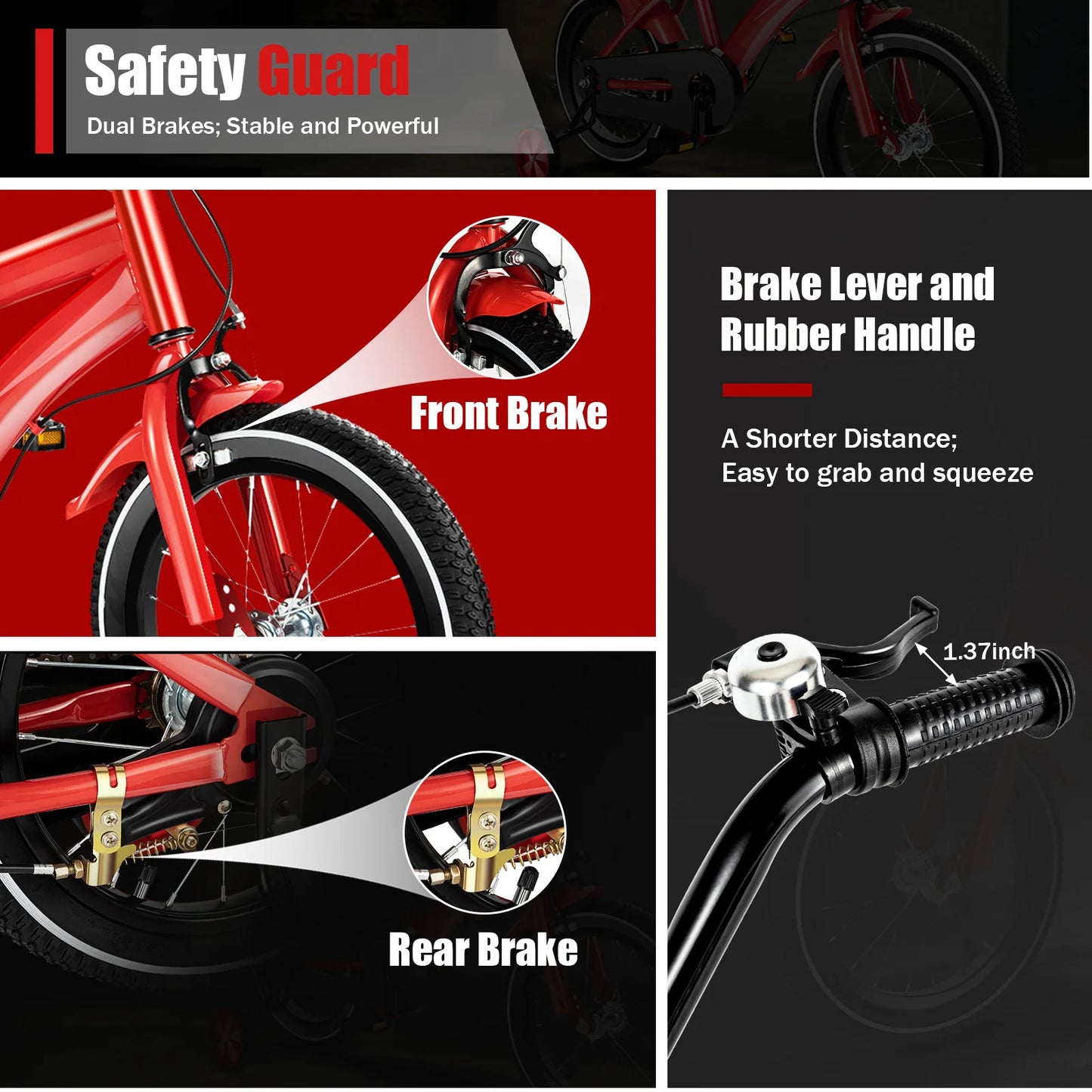 14 Inch Kids Bike For Boys Girls Unisex With Safety Training Wheel Steel Frame