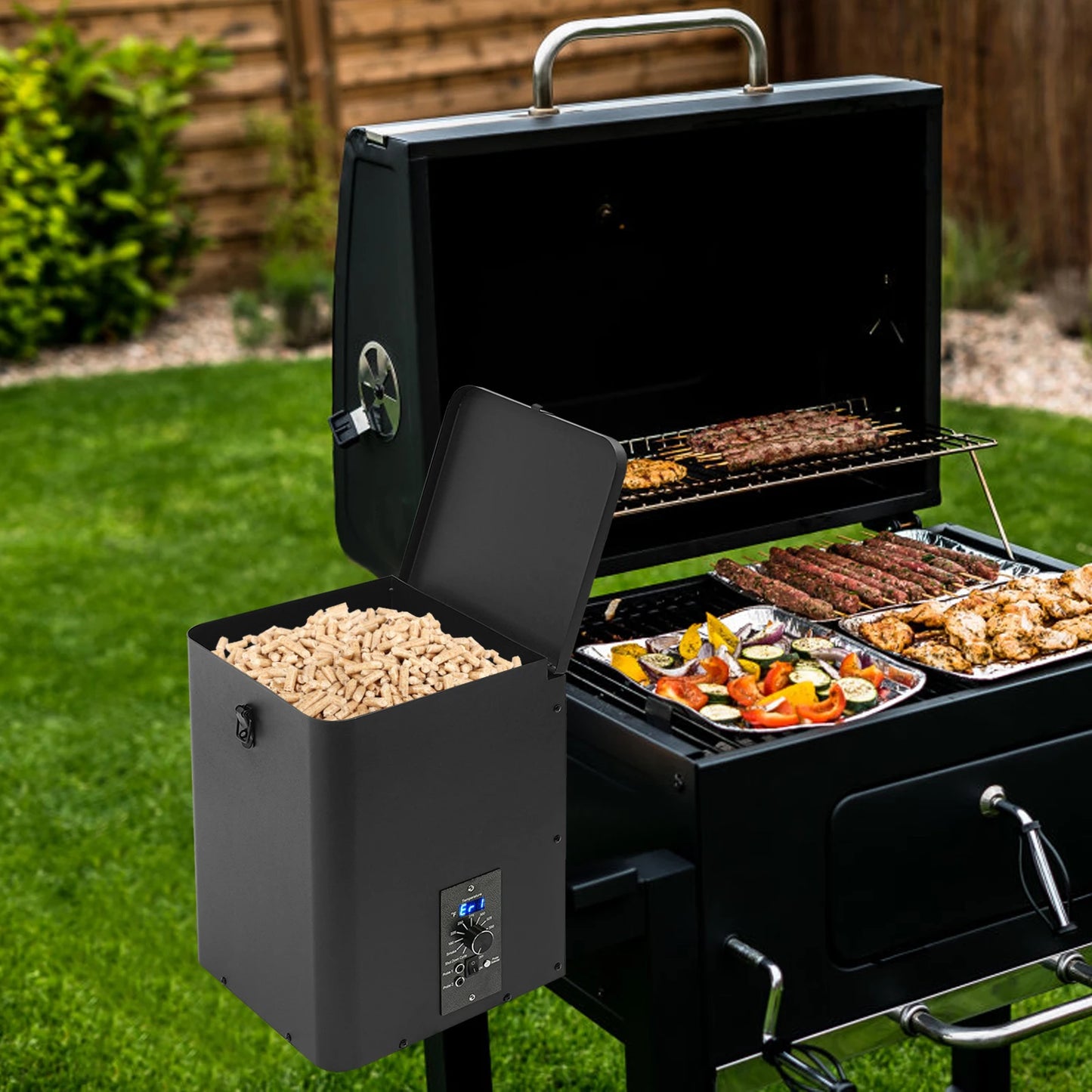 Pellet Smoker Hopper Assembly Kit With Precision Temperature Control 180-450F