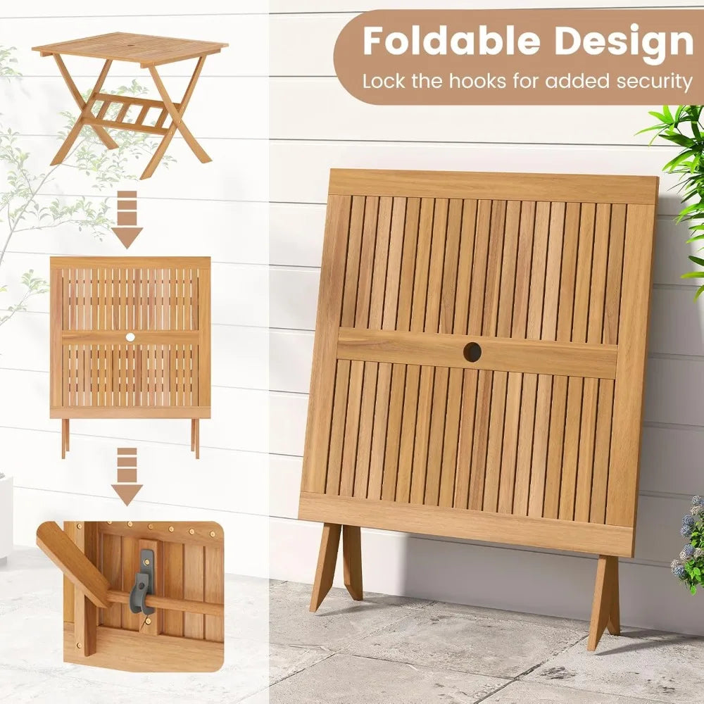 Elevate your outdoor meals with a stylish folding 36 inch patio dining table crafted from durable acacia wood, designed for simple setup, space saving storage, and versatile use.