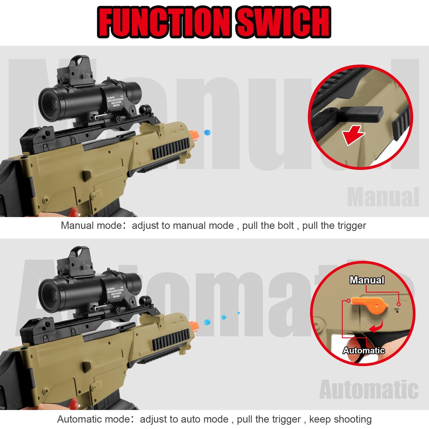 EY G36C High Speed Electric Gel Ball Blaster Dual Auto Manual Modes