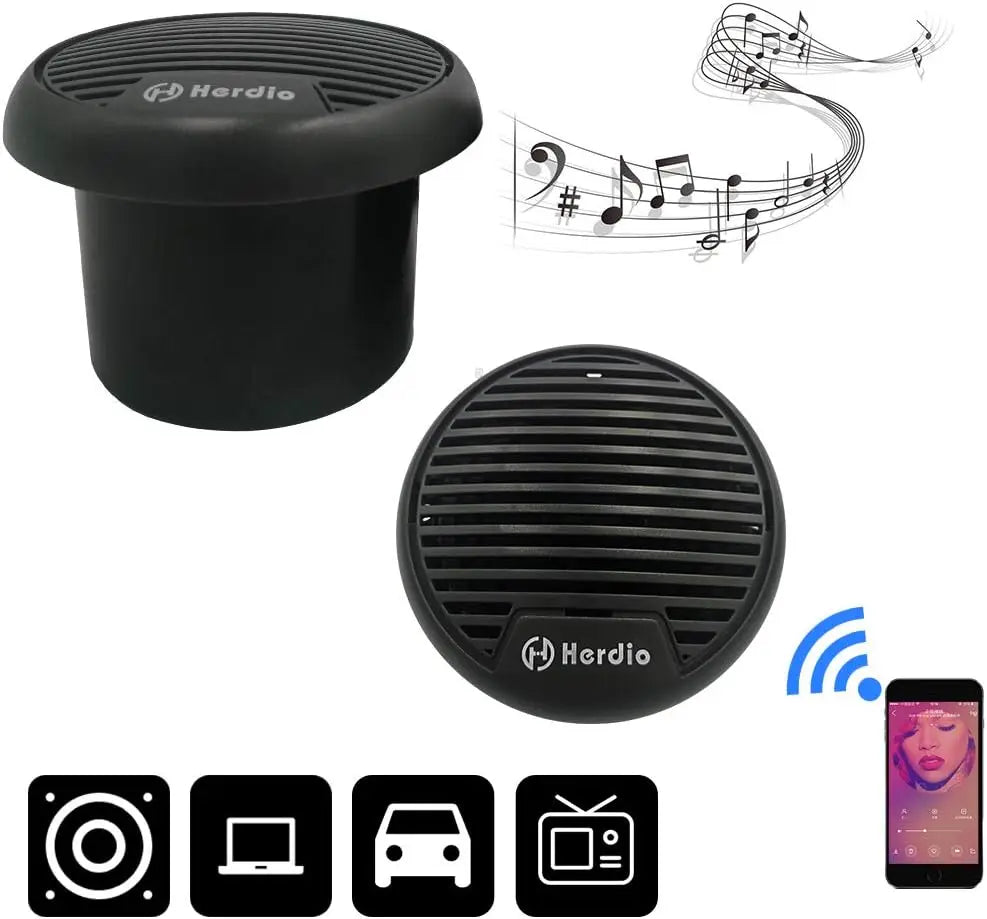 Herdio 160W 3 Inch Marine Boat Waterproof Bluetooth Speaker For ATV UTV Outdoor