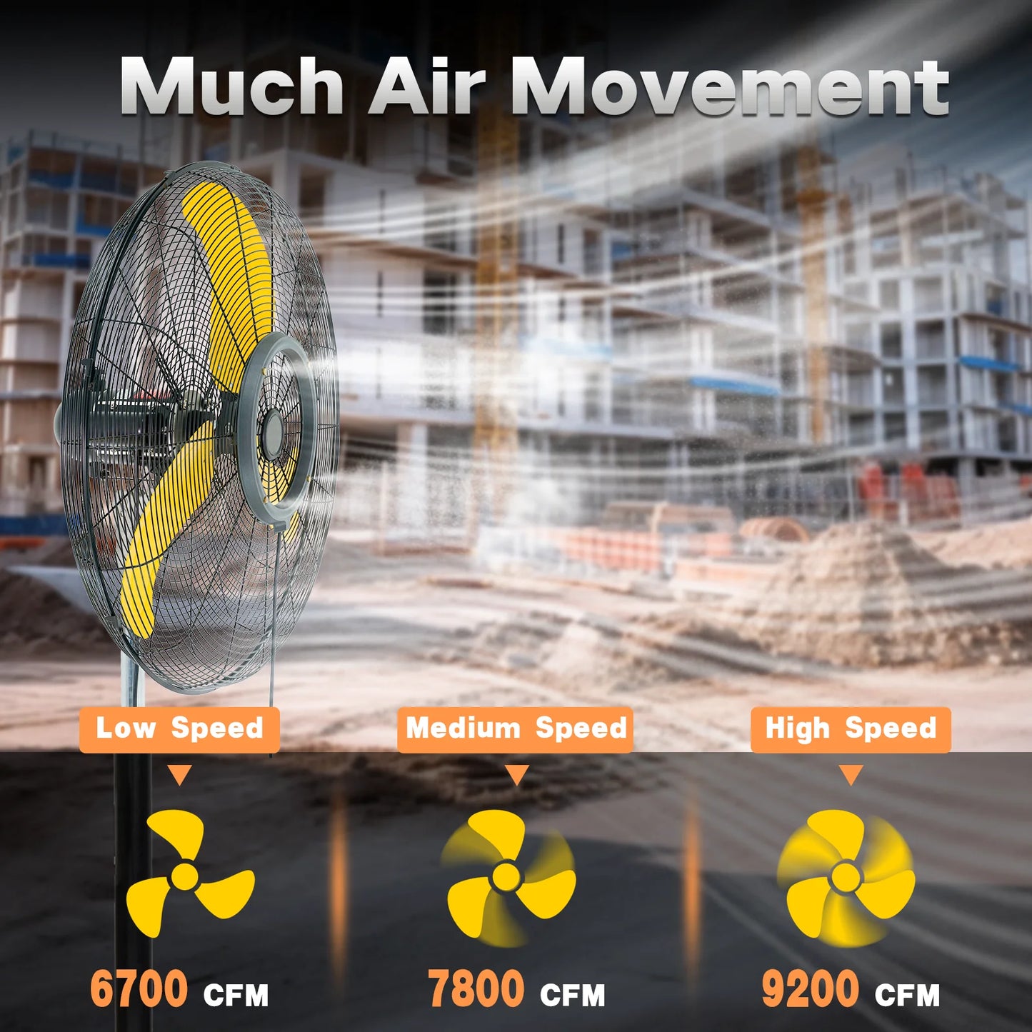 HICFM 9200 CFM 30 Inch Outdoor Misting Fan High Velocity 3 Speed