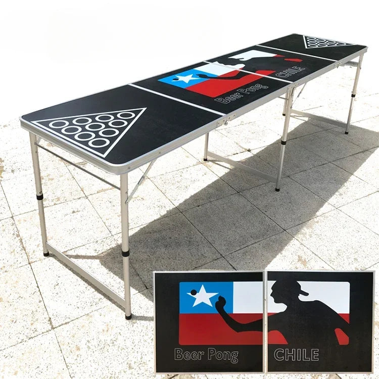 Beer Pong Table LED Extended Game Table Light Weight Easy Carry Aluminum Outdoor Folding Ping Pong Table Custom Design for Party