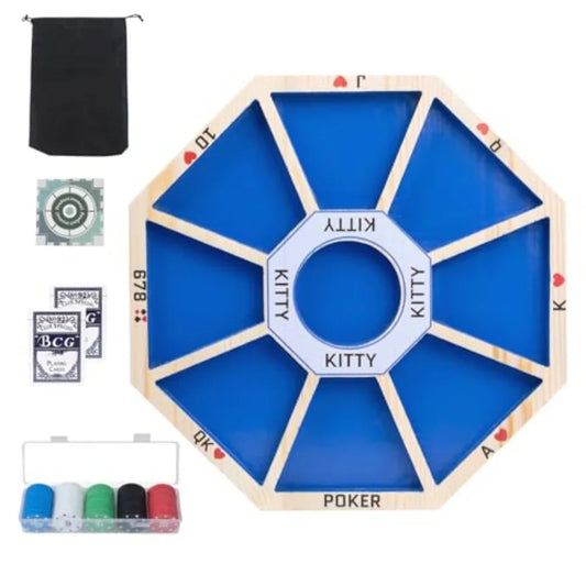 XMSJ Wooden Michigan Rummy Board Game Deluxe Tripoley Set With Michigan Rummy Board 2 Pokers 100 Chips And Game Manual