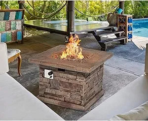32 Inch Concrete Propane Fire Pit 50000 BTU Smokeless Gas Fire Pit