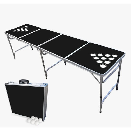 8Foot Regulation Folding Beer Pong Table with Beer Pong Balls and Optional Cup Holes LED Lights for Home Entertainment Custom G