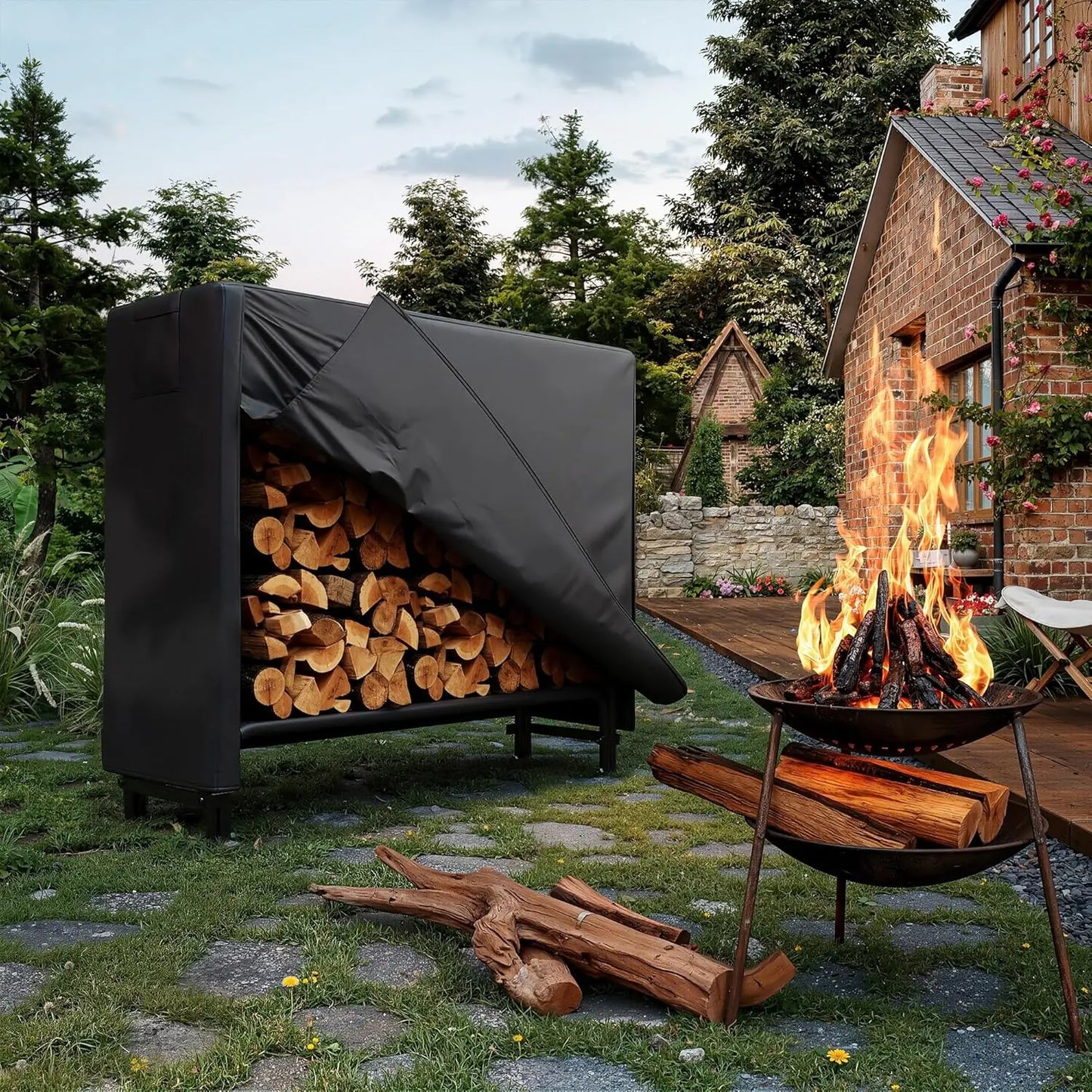 Transform your outdoor space with a sturdy 4ft firewood rack that keeps logs organized, dry, and ready for a cozy fire.