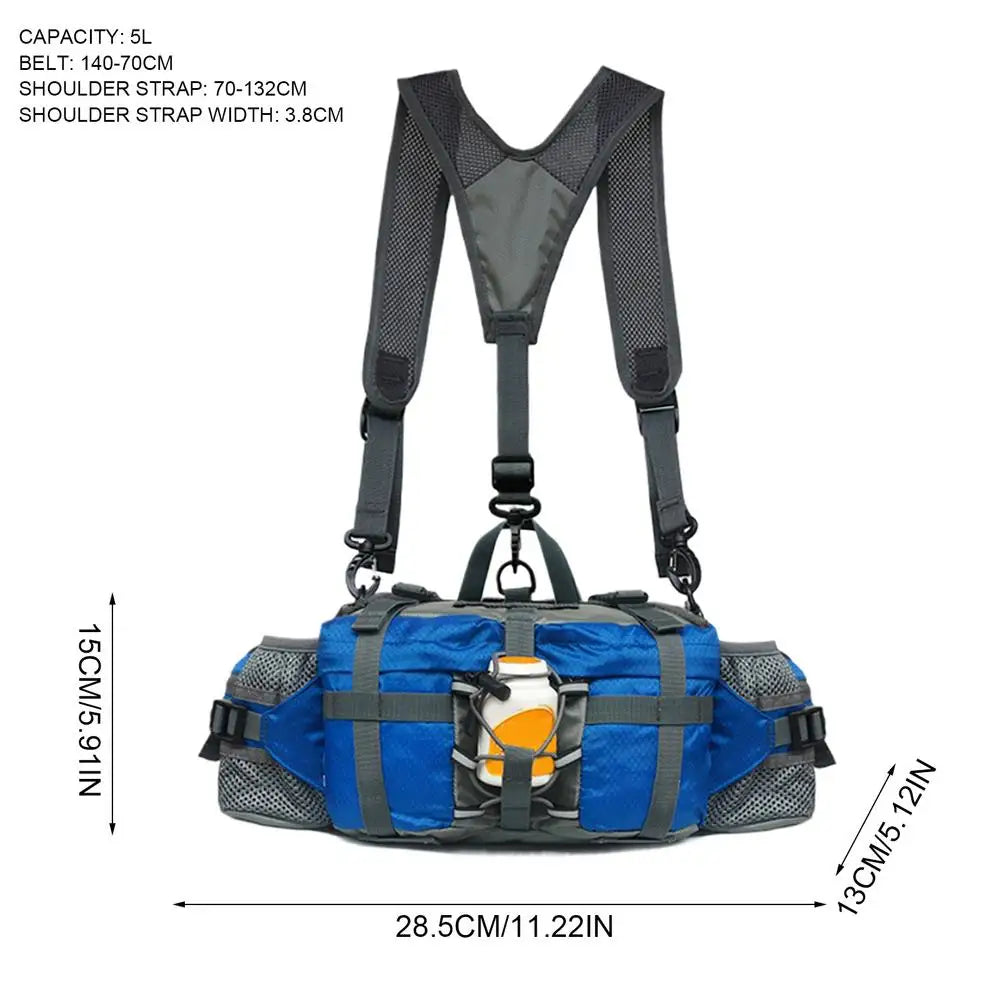 Hiking Waist Bag With 2 Bottle Holders Outdoor Waist Pack Waterproof