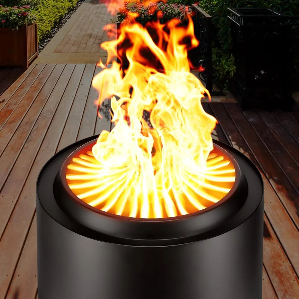 20 Inch Smokeless Fire Pit Outdoor Wood Burning With Removable Ash Pan