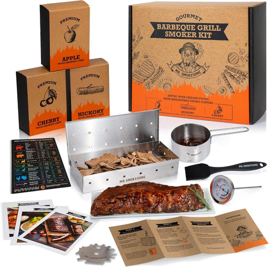 Elevate your outdoor cooking with this premium 12 piece wood smoked BBQ grill set.