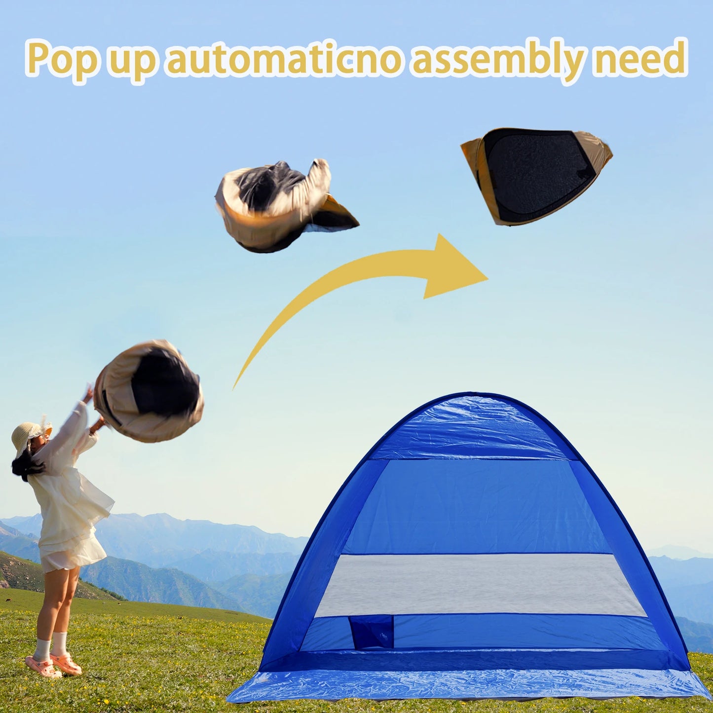 Escape the sun and sand with the Pakicetus Auto Open Beach Tent, your effortless shelter for seaside adventures, perfect for families and solo explorers alike.