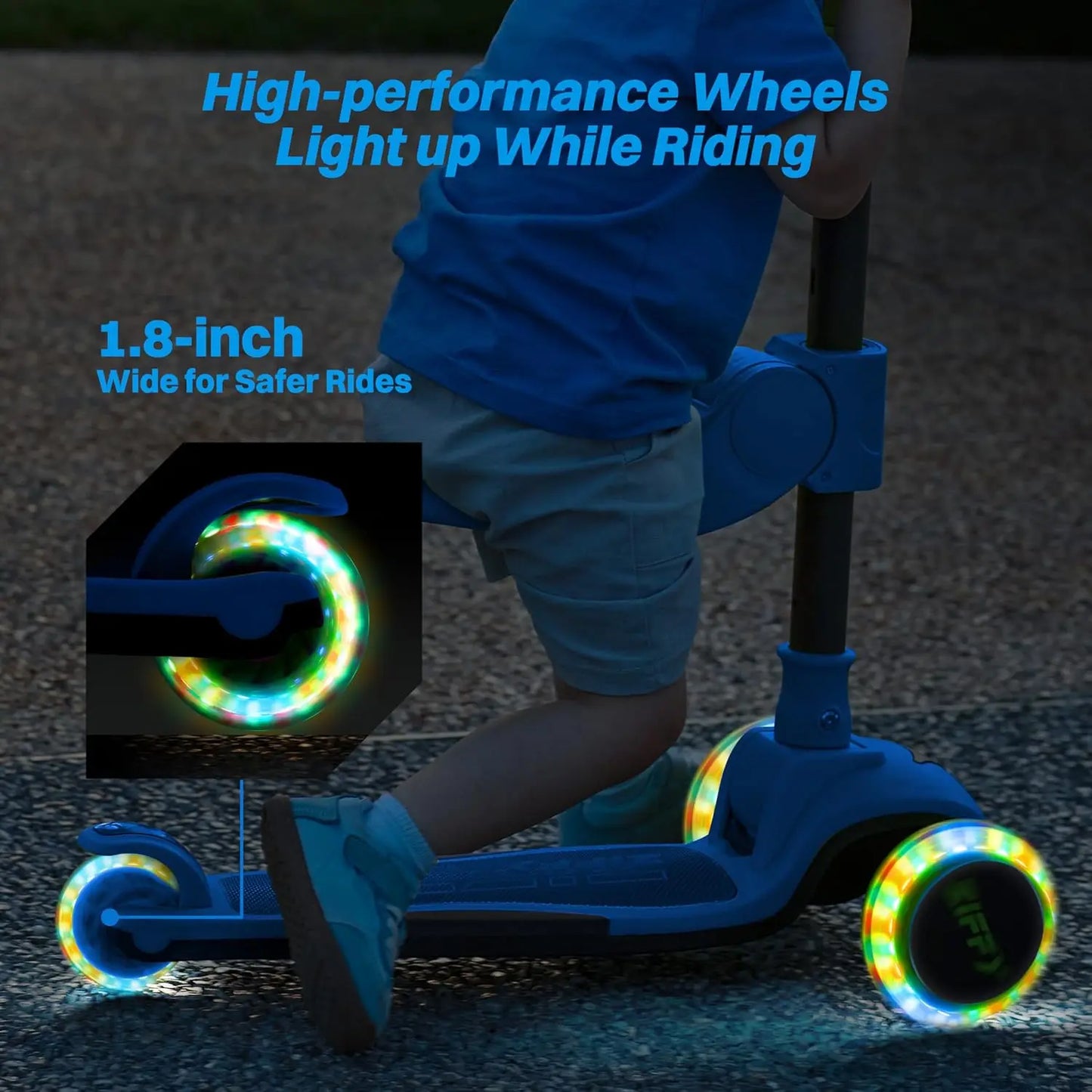 Joyfy 2 In 1 Toddler Scooter With LED Lights Adjustable Height And Foldable Seat