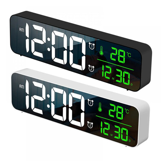 Actoyo LED Digital Alarm Clock With Snooze Date USB Charger White Display