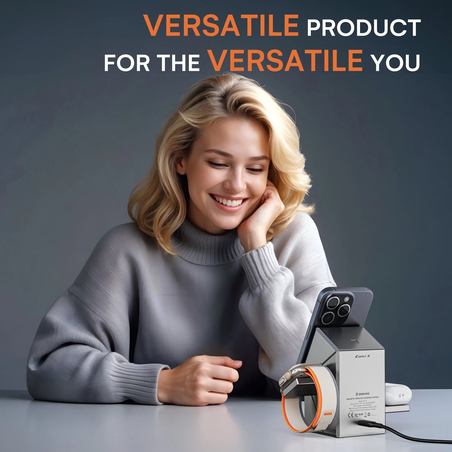 Rotatable Magnetic Wireless Charger Stand for iPhone 12 to 16 iWatch AirPods