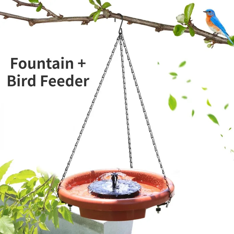Enhance your outdoor space with a solar powered bird fountain that also serves as a convenient feeder and decorative water feature.