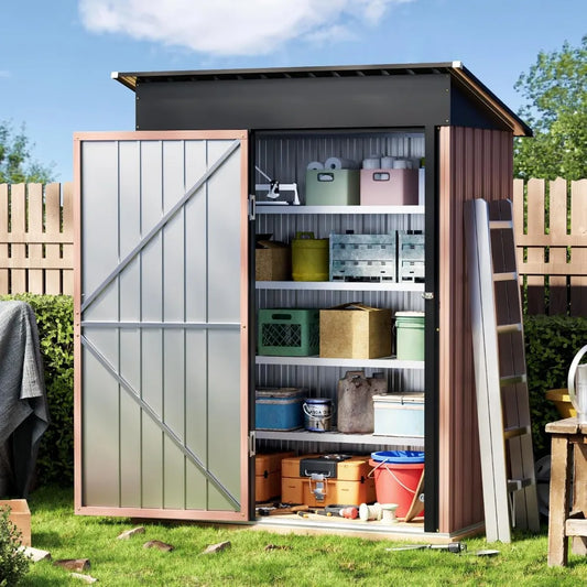 Garden Storage Shed With Lockable Door Steel Sloping Roof