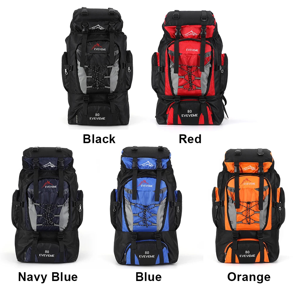 NONECN Waterproof 80L Mountain Climbing Backpack Canvas Trekking Hiking Rucksack