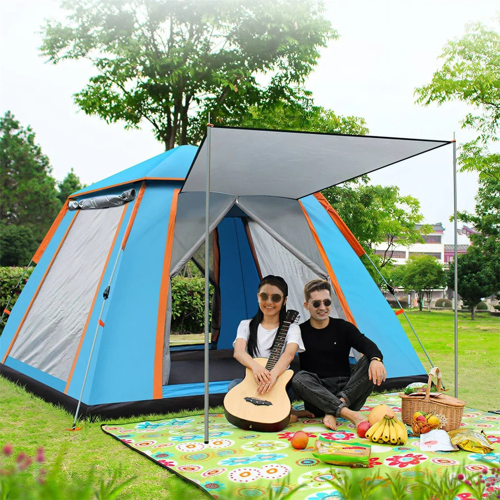 4 To 5 Person Pop Up Camping Tent Instant Setup With Mosquito Net Windows