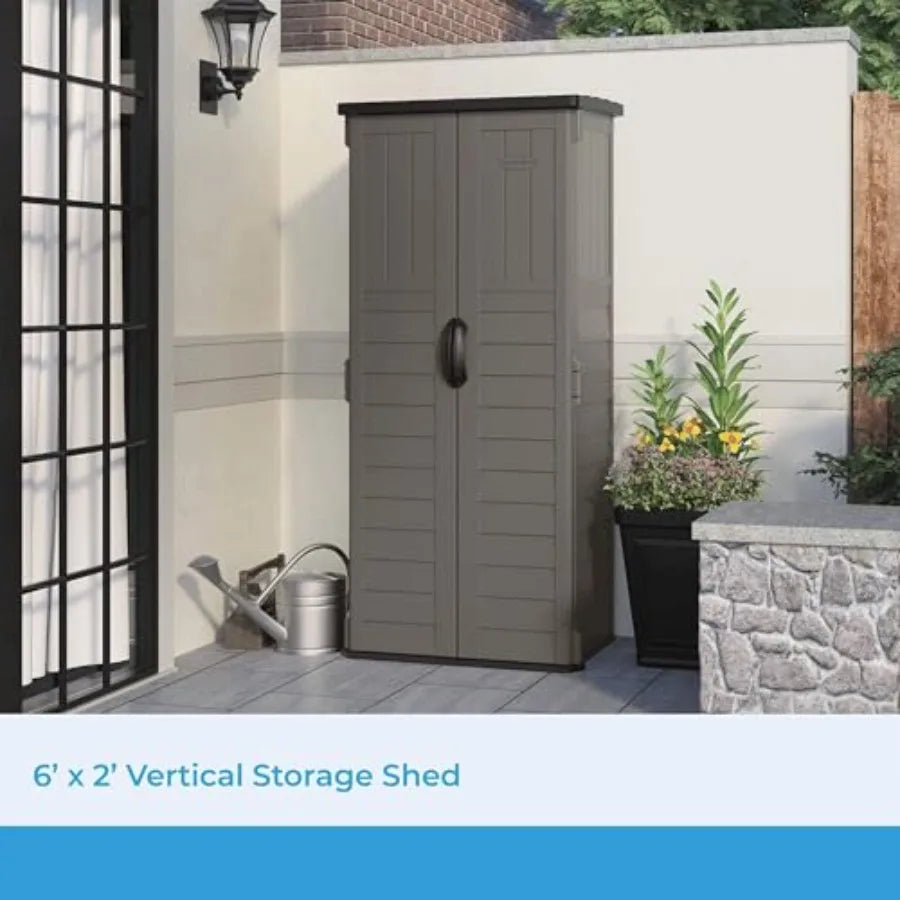 Suncast 22 Cubic Feet Vertical Outdoor Storage Shed With Lockable Doors Stoney
