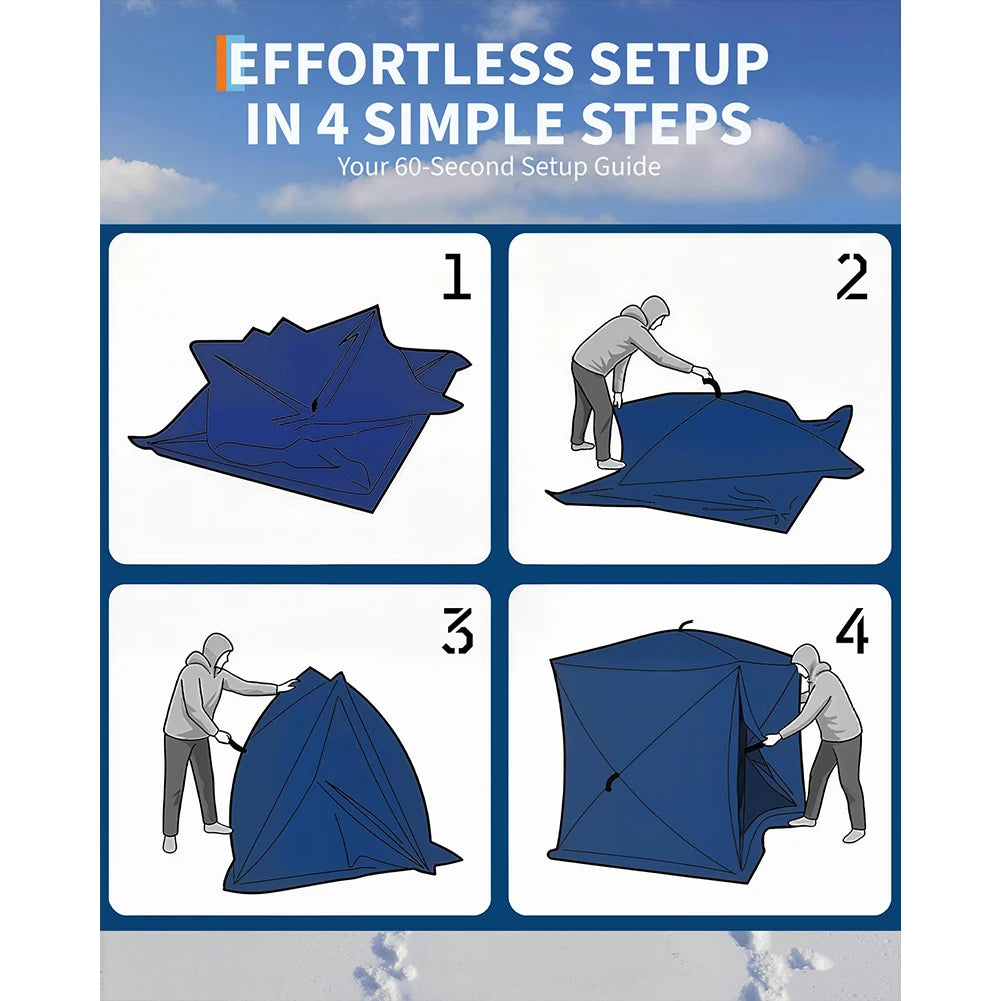 Pop Up Thermal Insulated Fishing Shelter Hub Tent For 1 To 8 Persons