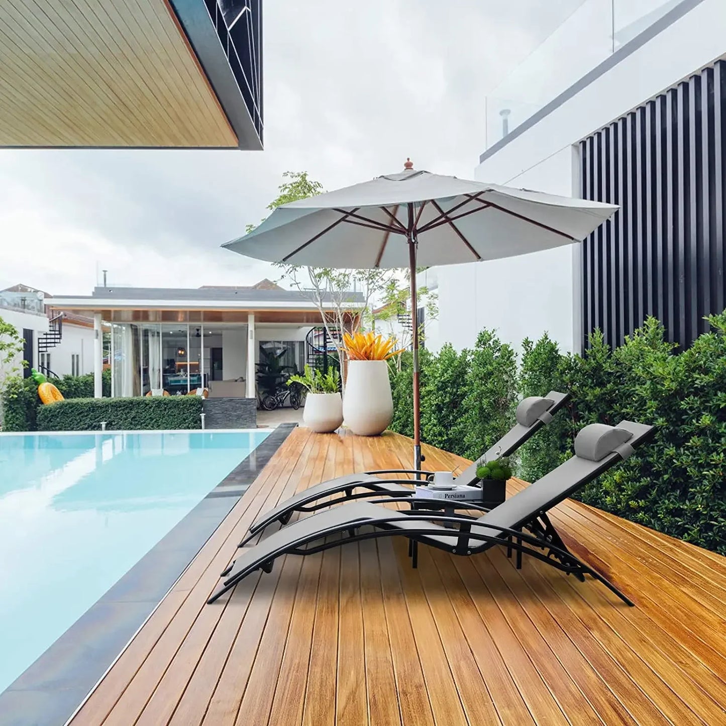 Transform your outdoor space with the AuAg aluminum lounge chair set, delivering comfort, durability, and modern style.