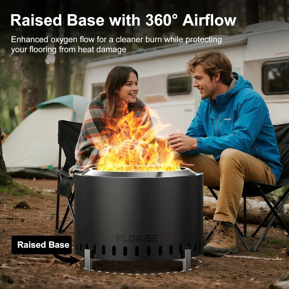 Smokeless Outdoor Fire Pit Portable Stainless Steel Wood Burning Fireplace