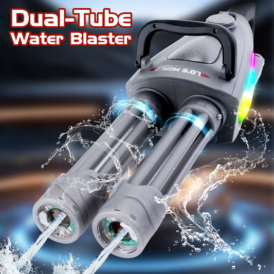 Kids Electric Water Gun Toy LED Double Barrel Water Blaster With Backpack