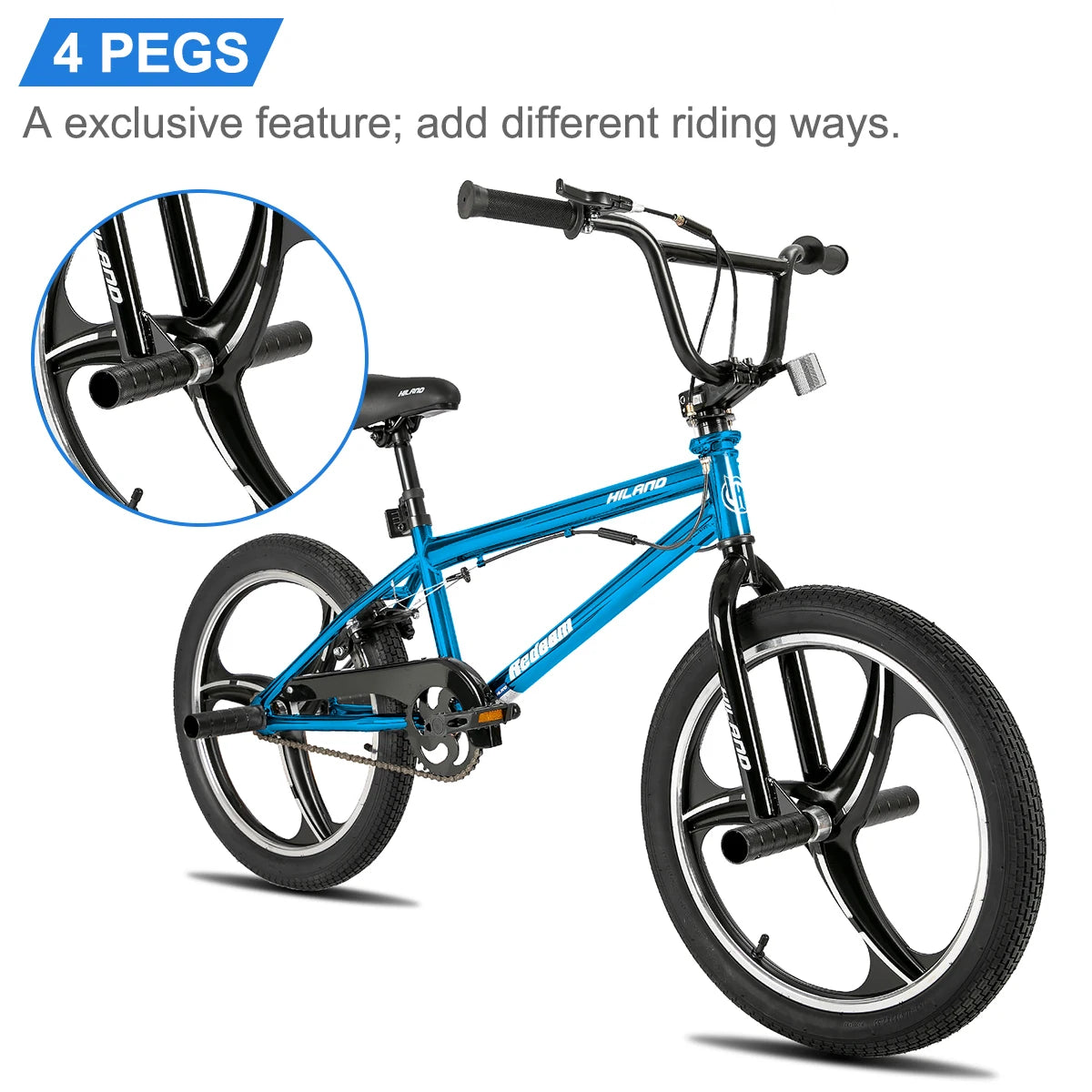 Hit the park with confidence on the Hiland 20 Inch Kids BMX Bike, designed for ages 5 to 12 to master freestyle and fearless, long lasting fun that grows with them.