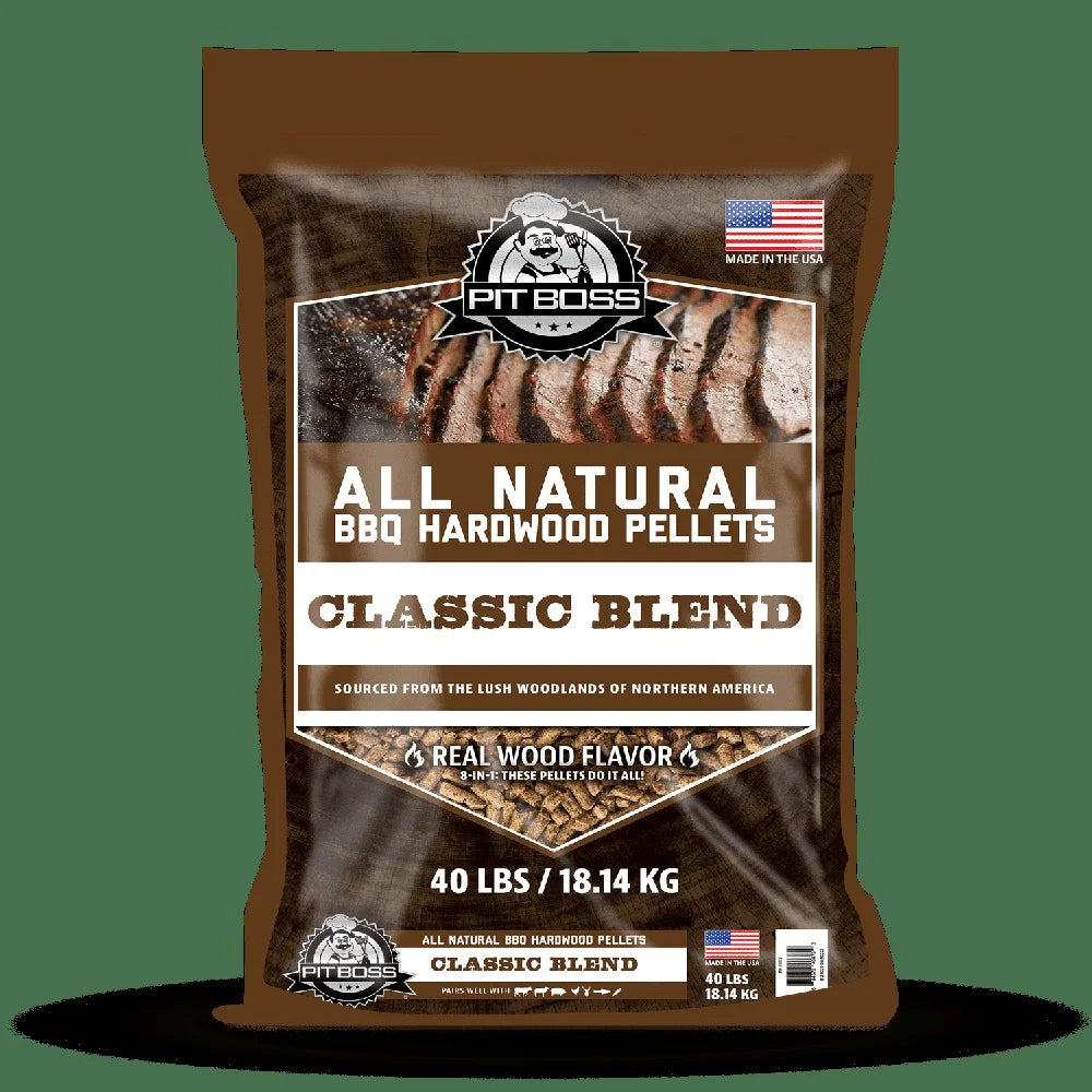 100 Natural Hardwood BBQ Pellets Classic Blend Pecan Hickory Mesquite 40Lb Bag