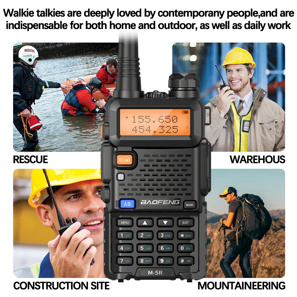 Baofeng M-5R 8W Multi-Band Walkie Talkie Type-C Long Range For UV-5R