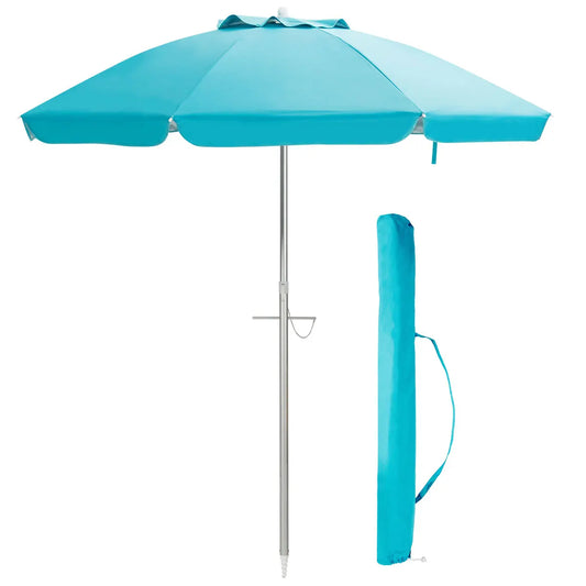 HOMASISH 6.5ft Patio Beach Umbrella Tilt Aluminum Carry Bag