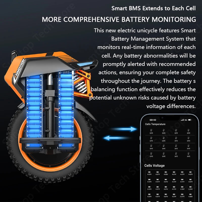 INMOTION Adventure V14 Electric Unicycle 70 Km Per Hour High Torque EUC