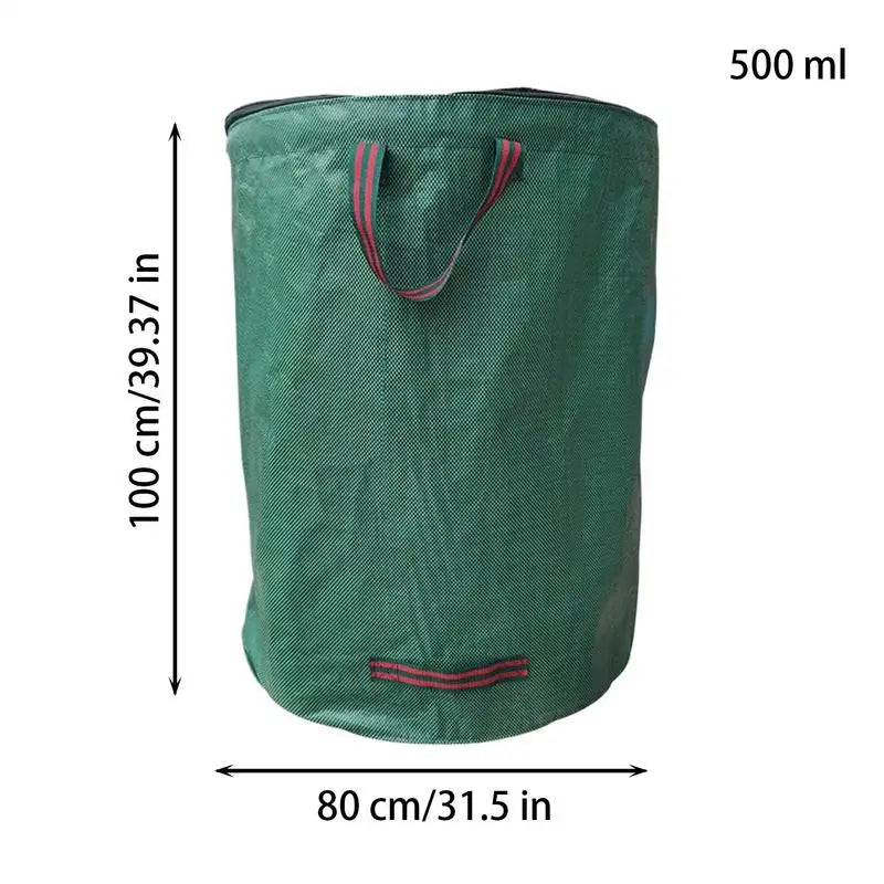 272L Garden Yard Waste Bag With Lid Foldable Leaf Trash Can Outdoor Storage