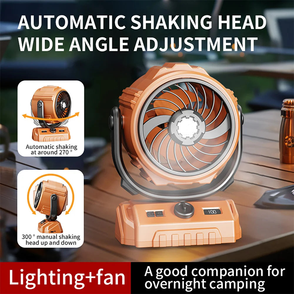 CURUK 20000mAh Camping Fan Portable Wireless Tent Circulator With LED Light