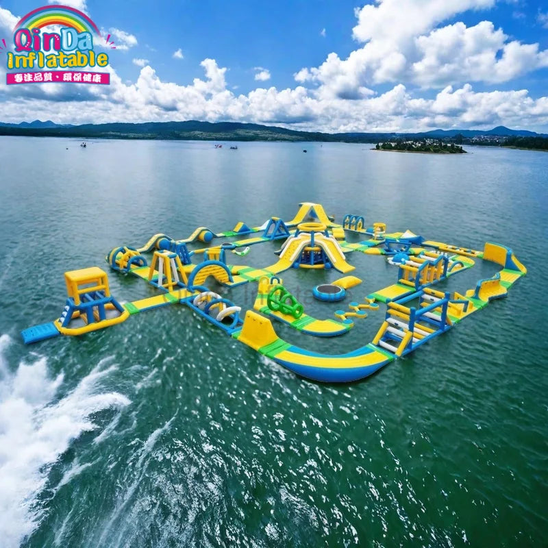 Inflatable Obstacle Course For Lake Water Park Outdoor Fun