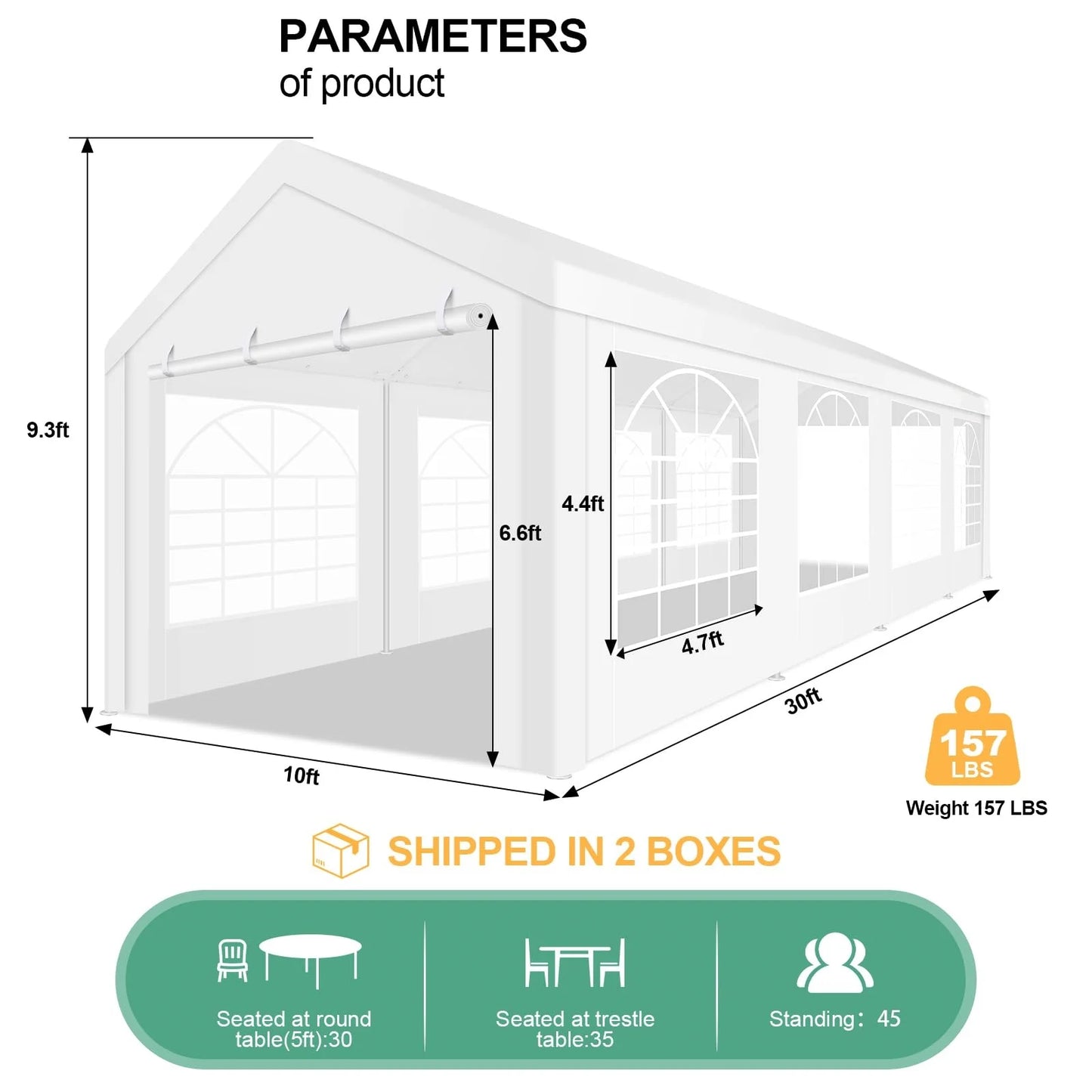 Create unforgettable outdoor events with the COBIZICN 10x30 canopy tent that stands up to wind, rain, and crowds while keeping setup quick and simple.
