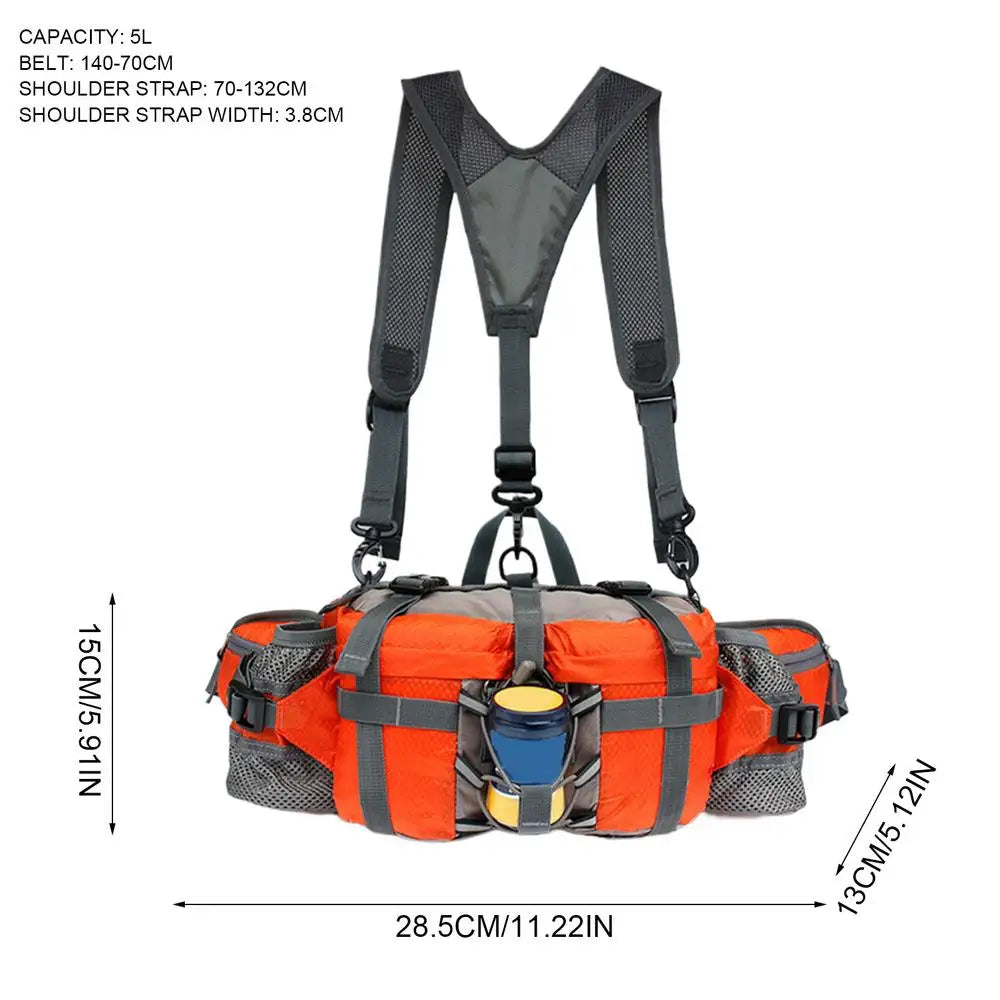 Hiking Waist Bag With 2 Bottle Holders Outdoor Waist Pack Waterproof