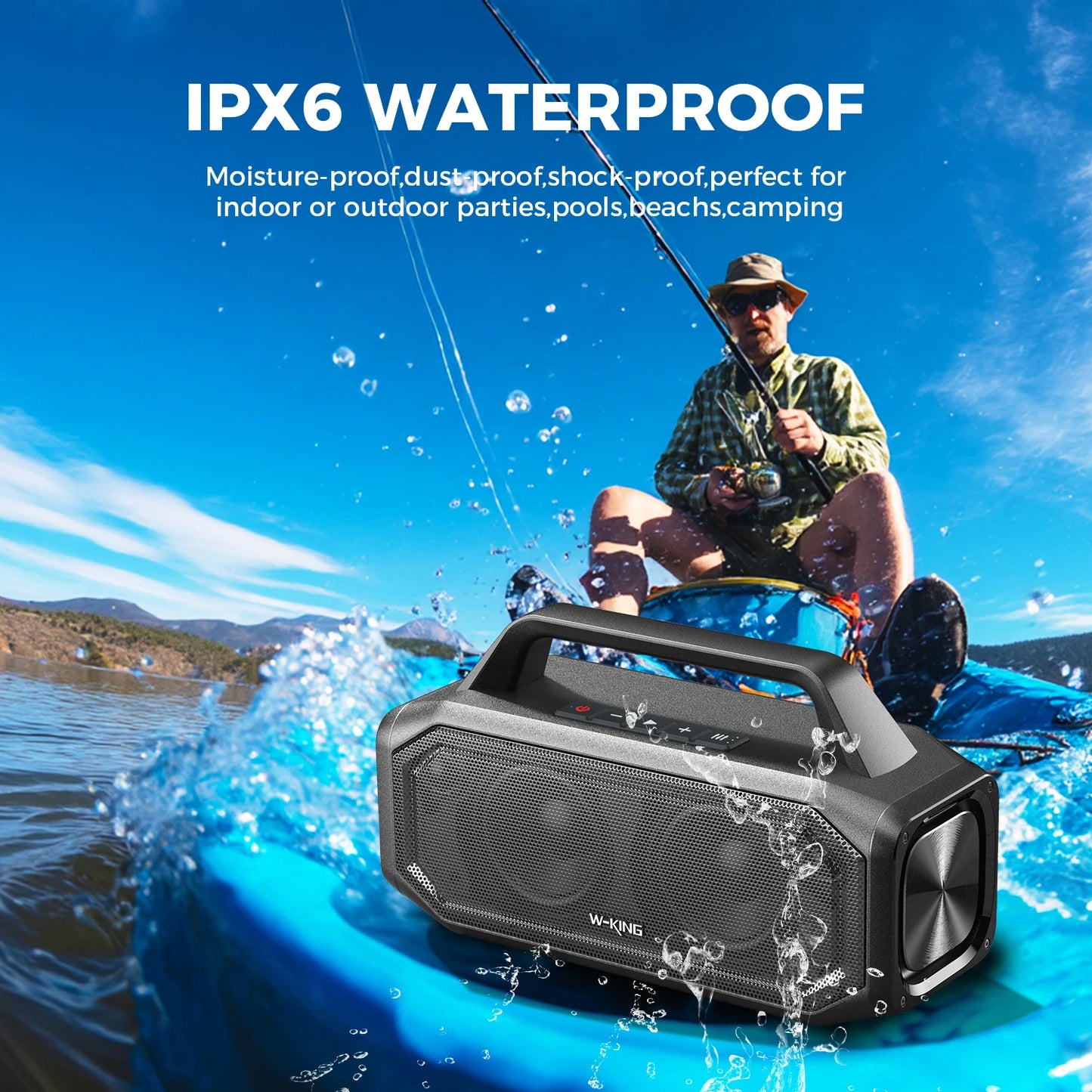 Turn up the volume and take crowd pleasing sound anywhere with the W-King 80W portable Bluetooth speaker for your outdoor adventures, parties, and everyday listening.