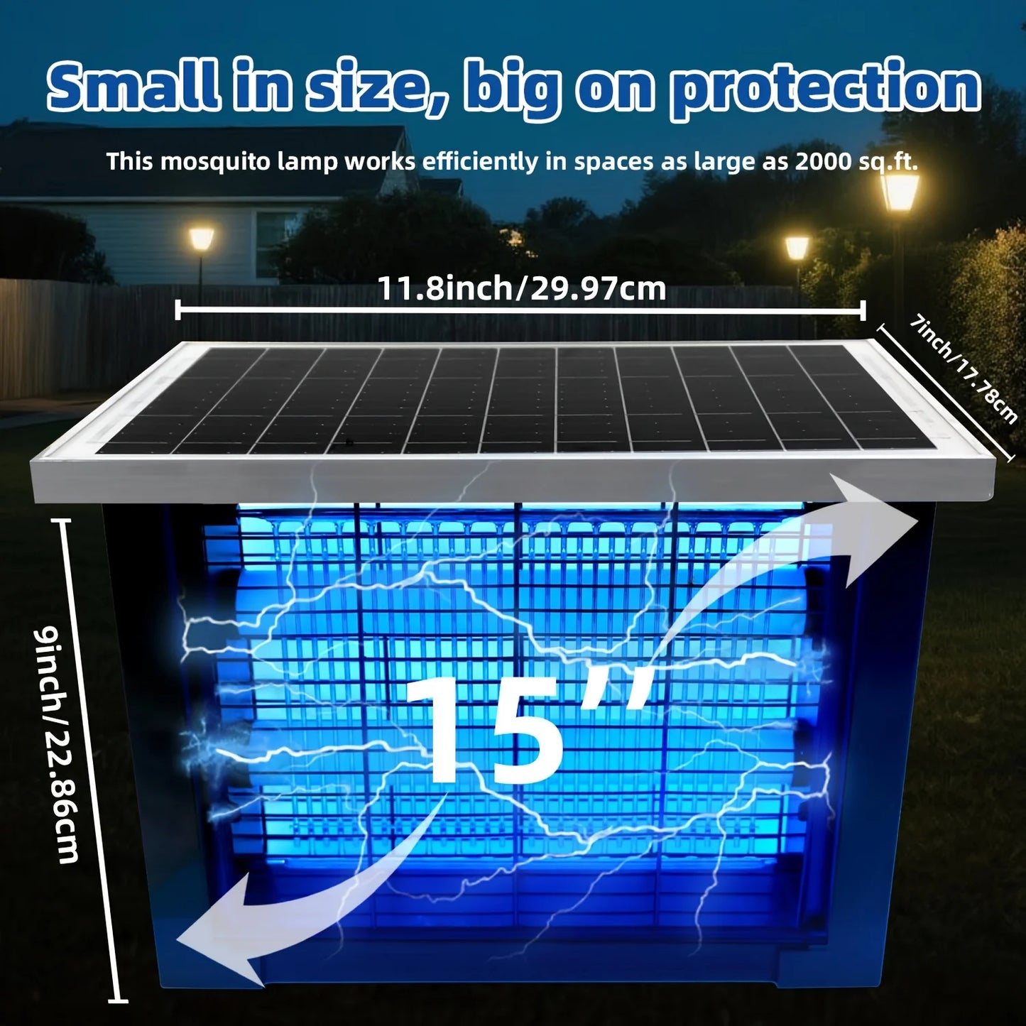 Power through mosquitoes with a silent, solar powered bug zapper built for your outdoor living.