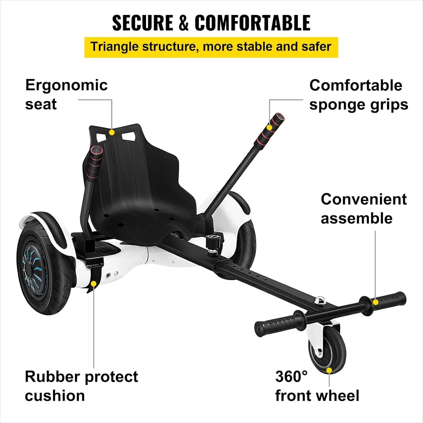 Turn your hoverboard into a thrilling, family-friendly ride with a sturdy seat attachment from XMSJ, designed for quick tool-free setup, comfortable seating, and safe, stable performance for kids and adults alike.