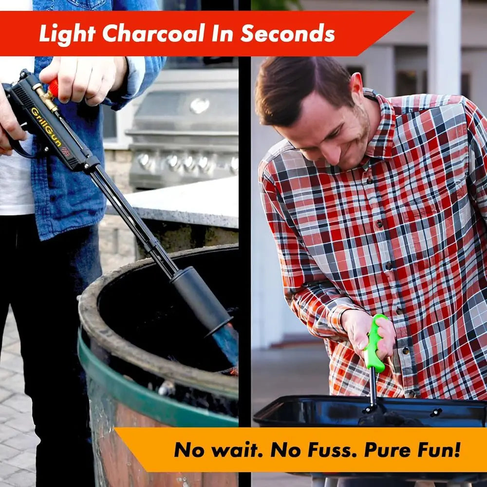 Ignite your charcoal and power through grilling with the XMSJ handheld propane charcoal torch, delivering a rapid 400000 BTU flame from spark to sear.